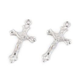 Přívěsek křížek na růženec 17x31 mm, barva 1 platina