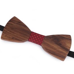 Dřevěný motýlek, barva 5 hnědá koňak červená