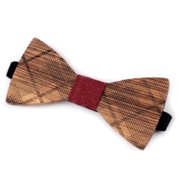 Dřevěný motýlek, barva 16 hnědá přírodní bordó