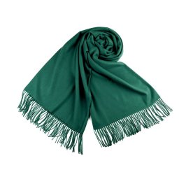 Šátek / šála typu pashmina s třásněmi 65x180 cm, barva 9 (20) zelená lahvová