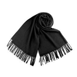 Šátek / šála typu pashmina s třásněmi 65x180 cm, barva 11 (03a) černá