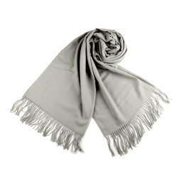Šátek / šála typu pashmina s třásněmi 65x180 cm, barva 20 (7a) šedá světlá