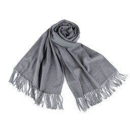 Šátek / šála typu pashmina s třásněmi 65x180 cm, barva 23 (04) šedá