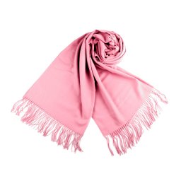 Šátek / šála typu pashmina s třásněmi 65x180 cm, barva 26 (17) růžová sv.
