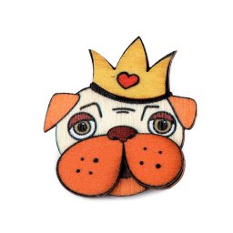 Dřevěná brož liška, pes, lenochod, mýval, jednorožec, barva 6 (3D) oranžová pejsek