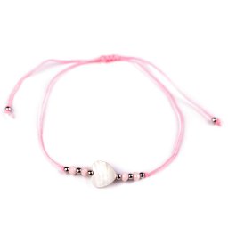 Náramek shamballa perleťové srdce, barva 3 růžová nejsv.