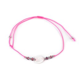 Náramek shamballa perleťové srdce, barva 5 růžová neon