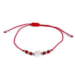 Náramek shamballa perleťové srdce, barva 6 červená