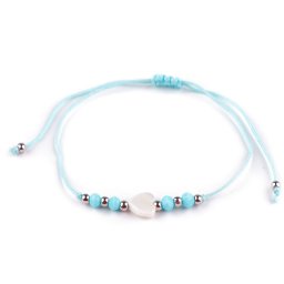 Náramek shamballa perleťové srdce, barva 10 modrá světlá
