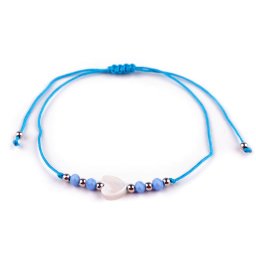 Náramek shamballa perleťové srdce, barva 14 modrá azuro