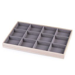Dřevěné plato / organizér se sametem, barva 1 šedá