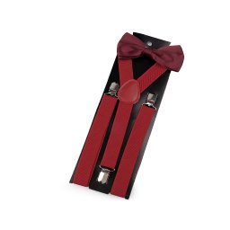 Chlapecká / pánská sada šle a motýlek, barva 1 bordó červená