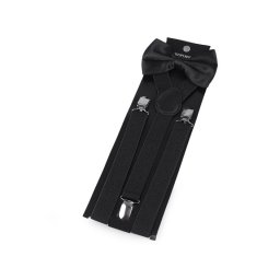 Chlapecká / pánská sada šle a motýlek, barva 4 černá