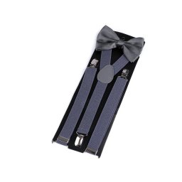 Chlapecká / pánská sada šle a motýlek, barva 5 šedomodrá