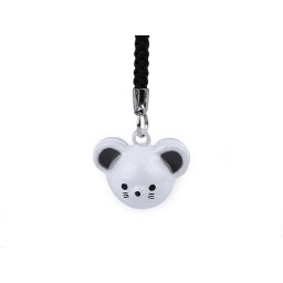 Přívěsek na klíče rolnička tučňák, panda, smajlík, myš, opice, barva 1 bílá myš