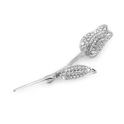 Brož s broušenými kamínky tulipán, barva crystal
