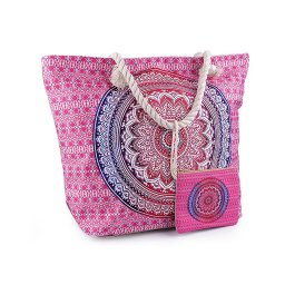 Letní / plážová taška mandala, paisley s taštičkou 39x50 cm, barva 1 pink