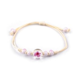 Náramek shamballa s korálky a květem, barva 1 růžová