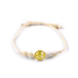 Náramek shamballa s korálky a květem, barva 4 žlutá světlá
