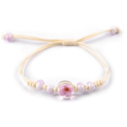 Náramek shamballa s korálky a květem, barva 5 růžová sv.