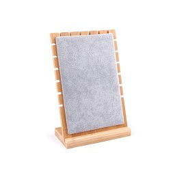 Dřevěný stojan se semišem na náhrdelníky a řetízky 17x25 cm, barva 2 šedá světlá