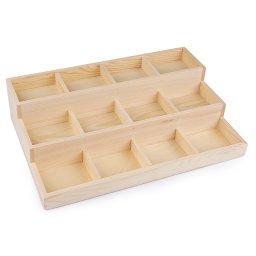 Dřevěné plato / organizér 3 patrový 24x35,5 cm, barva přírodní sv.