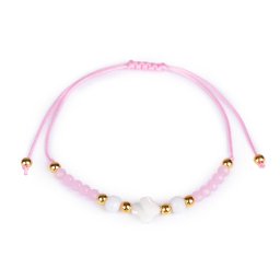 Náramek shamballa s perletí a broušenými korálky, barva 2 růžová sv.