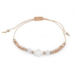 Náramek shamballa s perletí a broušenými korálky, barva 4 béžová