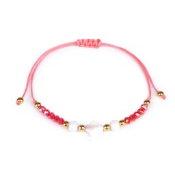 Náramek shamballa s perletí a broušenými korálky, barva 5 červená