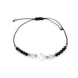 Náramek shamballa s perletí a broušenými korálky, barva 7 černá
