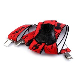 Šle hudební šíře 4 cm délka 120 cm, barva 3 červená černá