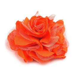 Brož / ozdoba růže Ø9 cm, barva 19 oranžová mrkvová