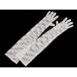 Dlouhé společenské rukavice krajkové, barva 1 (56cm) bílá