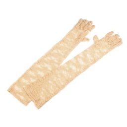 Dlouhé společenské rukavice krajkové, barva 2 (56cm) béžová světlá