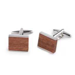 Dřevěné manžetové knoflíky v dárkové krabičce, barva 1 hnědá přírodní