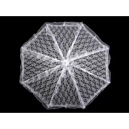 Svatební krajkový deštník k focení, barva bílá