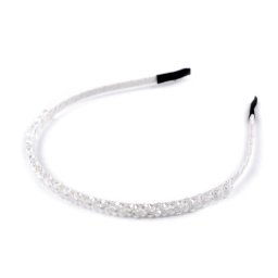 Čelenka do vlasů s broušenými korálky, barva 1 crystal