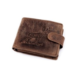 Pánská peněženka kožená pro myslivce, rybáře, motorkáře 9,5x12 cm, barva 1 hnědá jelen