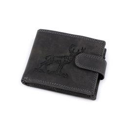 Pánská peněženka kožená pro myslivce, rybáře, motorkáře 9,5x12 cm, barva 2 černá jelen