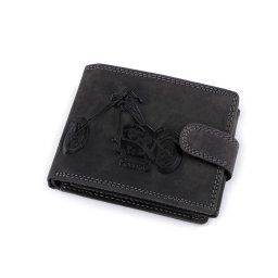 Pánská peněženka kožená pro myslivce, rybáře, motorkáře 9,5x12 cm, barva 5 černá motorka