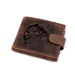 Pánská peněženka kožená pro myslivce, rybáře, motorkáře 9,5x12 cm, barva 6 hnědá ryba