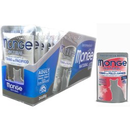 Monge Natural Cat MULTIPACK tuňák, kuře a krevety - kapsička 24x80 g
