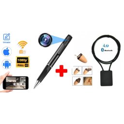 SET - Spy pero s kamerou WiFi (P2P) + FULL HD + Spy sluchátko