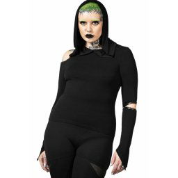 tričko dámské s dlouhým rukávem (top) KILLSTAR - Morwen - Black - KSRA007449