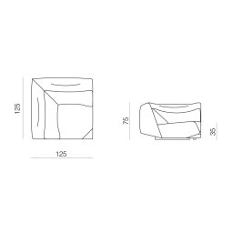 Prostoria designové sedačky Absent Sofa Corner Seat M Low Backrest