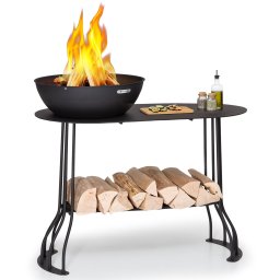 Blumfeldt Nantai, ohniště s grilem, Ø 50 cm, grilovací rošt Ø 48 cm, stůl