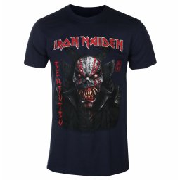 tričko pánské Iron Maiden - Senjutsu Back Cover Vertical Logo - NAVY - ROCK OFF - IMTEE133MN