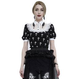 tričko dámské (top) DEVIL FASHION - SWEET PANDEMONIUM BLACK AND WHITE - TT22202