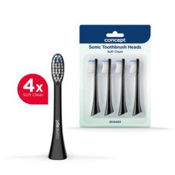 Náhradní hlavice Soft Clean ZK0053 pro zubní kartáčky Concept PERFECT SMILE ZK500x, 4 ks, černé
