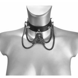 obojek DEATH'S HEAD CHAIN LEATHER CHOKER - LSF9 51